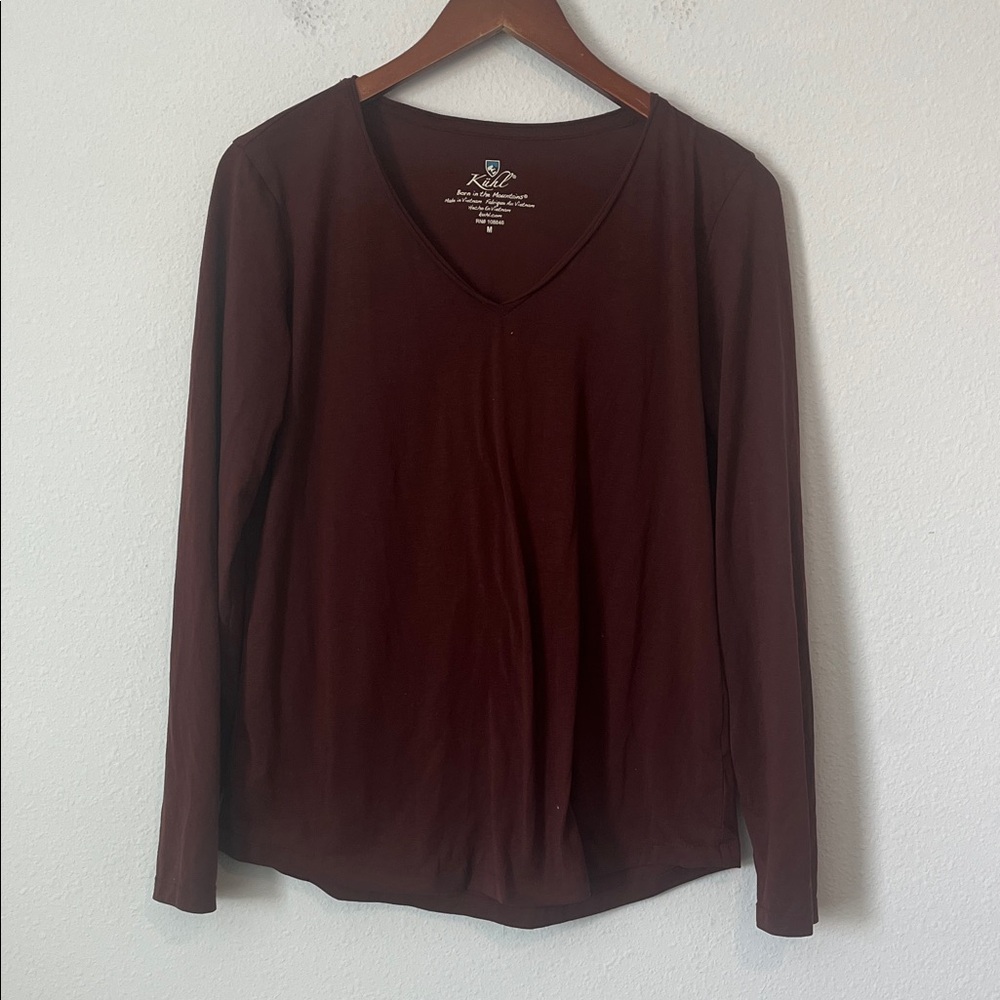 KUHL Burgundy Long Sleeve V Neck T-Shirt